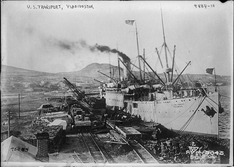 US transport boat Thomas, 1919, Vladivostok, Russia