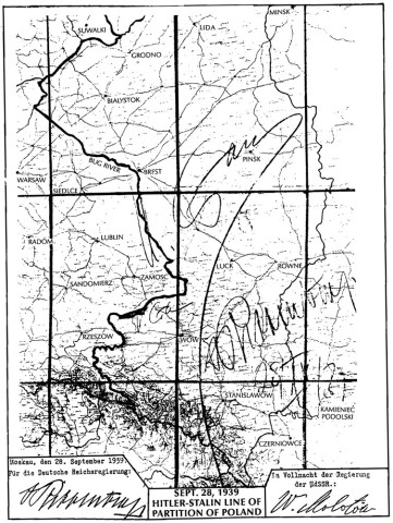 Molotov-Ribbentrop-Pact, German-Soviet-border, secret addendum, Sept. 28. 1939