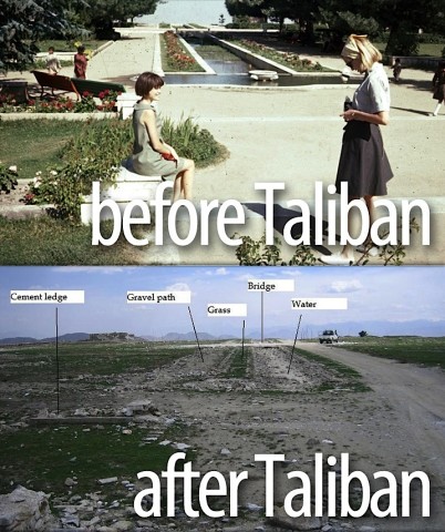 Afghanistan: Jan (left) and Peg (right) Podlich at Paghman Gardens, which was destroyed during the years of war before the 2001 U.S. invasion of Afghanistan