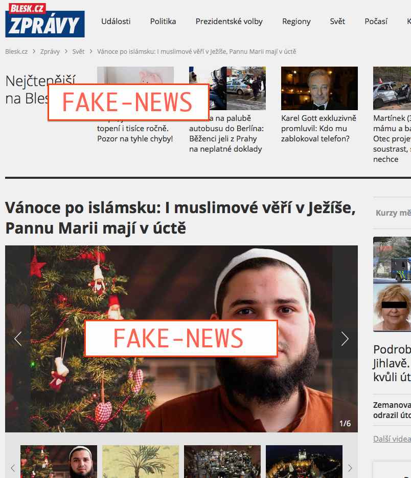 Multikulti propaganda v Blesku se pokouší vyvolat lživý dojem, že islám nemá problém s křesťanskými Vánoci. — Hned v úvodu Blesk lživě obviňuje alternativní média ze lži, když popírá tvrzení »Muslimové nenávidí Evropu a vše křesťanské chtějí zničit, kvůli nim se v západní Evropě ruší i Vánoce a nahrazují se slovem "zimní svátky" a dalšími eufemismy...« — Na konci článku je ale nenápadně poznamenán výrok islámského vůdce "muslimové by Vánoce slavit neměli" :-) Takže — kdo tady manipuluje s lidmi?