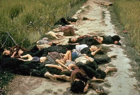 US democracy in Vietnam: Over 200 civilians are killed by USA soldiers in the village of My Lai. The media held the story for months before it became public knowledge. Colin Powell, later in the USA government, was involved in the cover-up.