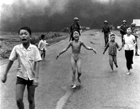 US democracy in Vietnam: Children running after a napalm attack. The girl in the centre has had her clothes and part of her skin burnt off.