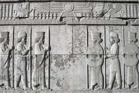 5th century BC, Apadana Hall, carving of Persian and Median soldiers in traditional costume