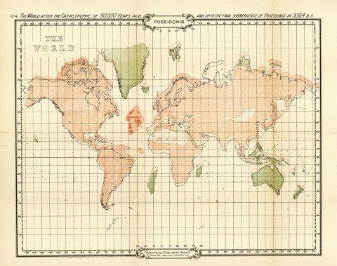 Před 80.000 lety z původní Atlantidy zůstal již jen ostrov Poseidonis. Tento ostrov se potopil v roce 9.564 před n. l. Source: Theosophical Publishing Society