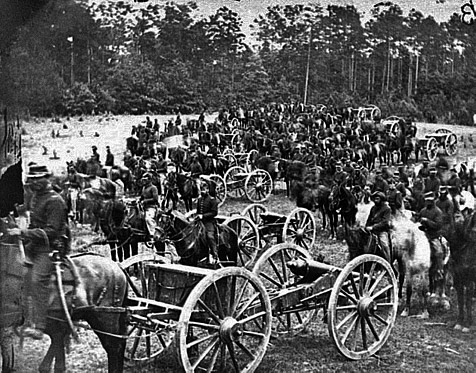 Archival photo of a Civil War artillery transport