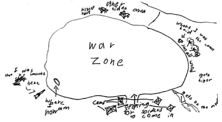 Chase’s drawing of an aerial view of the battlefield where he died