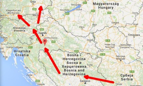 Die Flüchtlinge, die den Weg über die kroatischen Dörfer genommen haben, sind wahrscheinlich über diese rot-gekennzeichnete Route gereist. (DWN, 22.10.2015)