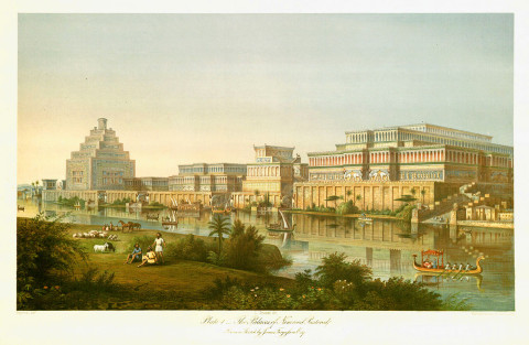 James Fergusson. The Palaces of Nimroud Restored. From Austen Henry Layard. A Second Series of the Monuments of Nineveh. London- Murray, 1853, pl. 1