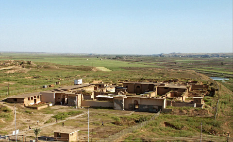 Nimrud (ancient Kalhu), city founded by Assyrian king, Shalmanaser I (1264–1233 BC), North-West Palace built by Assurnasirpal, seen from the ziggurat dedicated to Nergal (photo by Aline Tenu, 2002)