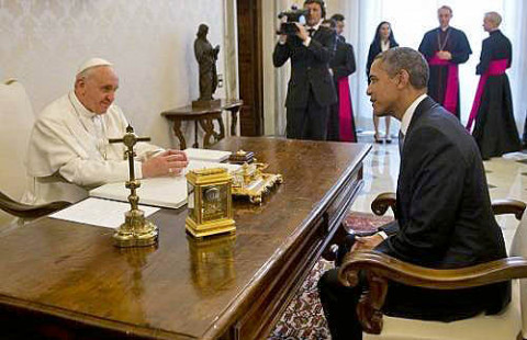 Druhá šelma na koberečku, vypadá to na pěkný kartáč panečku. | Pope Francis first face-to-face meeting with Obama, March 27, 2014