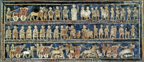 Standard of Ur comes from the ancient city of Ur (located in modern-day Iraq south of Baghdad), 2600 BC.