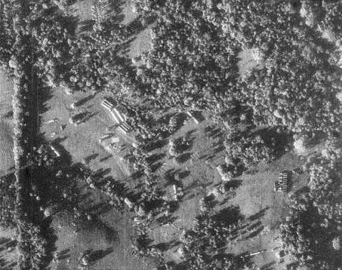 In the year 1962 U-2 reconnaissance photo showed concrete evidence of missile assembly in Cuba. Shown here are missile transporters and missile-ready tents where fueling and maintenance took place.