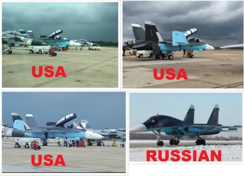 USAF F-18 colored like Russian Su-34 — false flag operation?