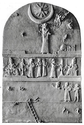 Dvanáctá planeta, obr. 09a: Ur-Nammu stele, Third Dynasty of Ur in 21st century BC. The founder of this dynasty Ur-Nammu built a great Ziggurat to Nanna Moon God