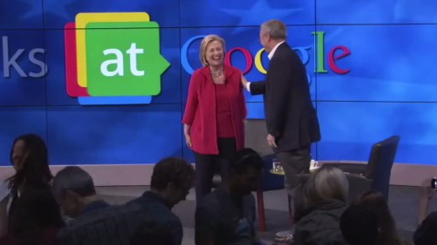 Julian Assange: Google Is Not What It Seems... Google Chairman Eric Schmidt shares a joke with Hillary Clinton during a special "fireside chat" with Google staff. The talk was held on 21 Jul 2014 at Google's headquarters in Mountain View, California